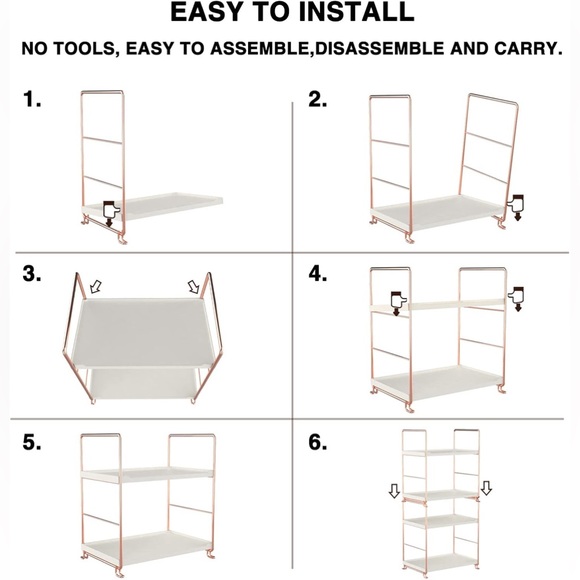 Desktop Cosmetics Storage Rack Rose Gold 2 Layers Bathroom Makeup Organizer - Picture 7 of 16